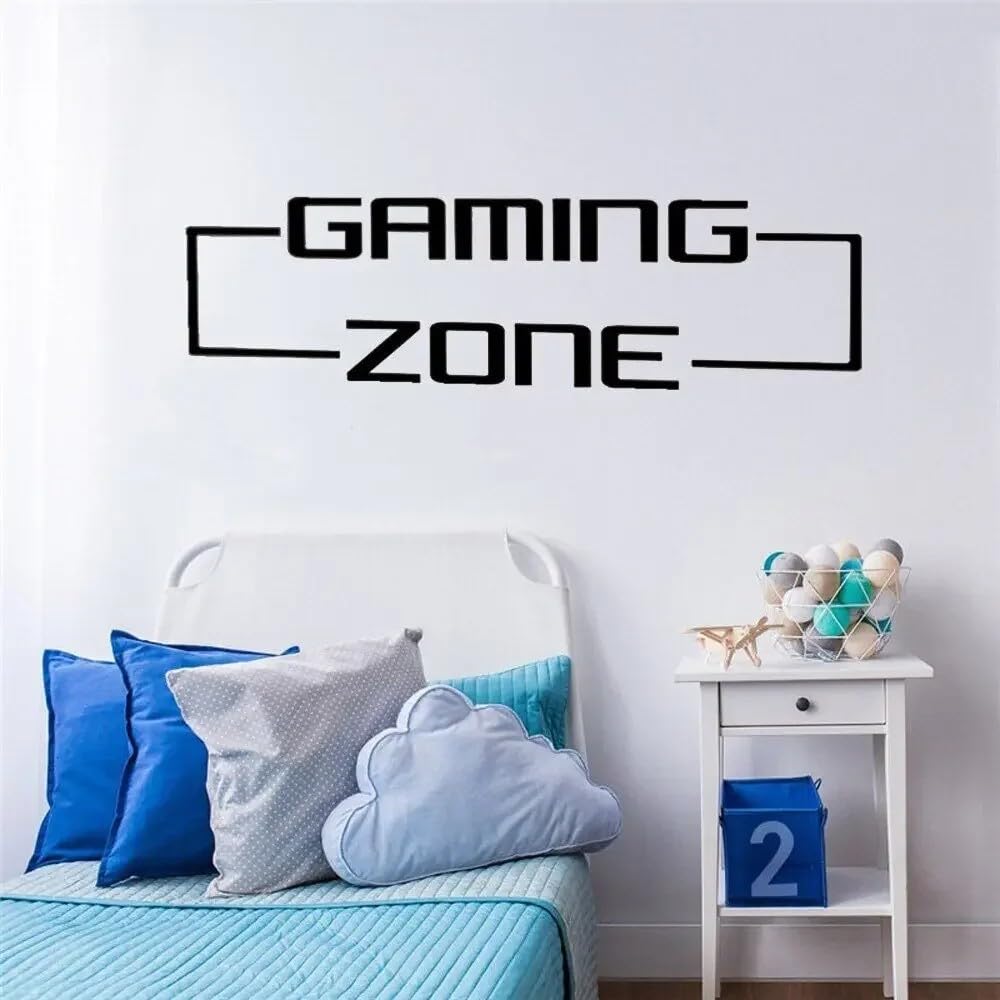 Large Gaming Zone Gamer Wall Sticker Playroom Kids Room Video Game Quote Wall Decal Bedroom Vinyl Home 56cmwidex14cmhigh