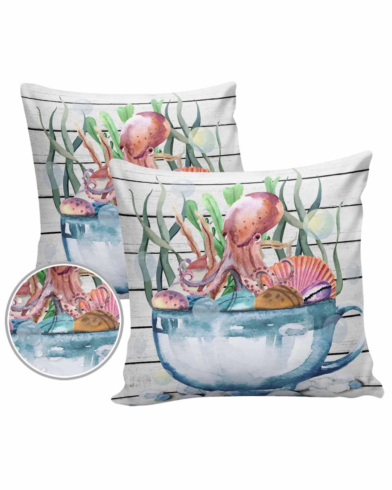 LEOKOTI Coastal Octopus Outdoor Pillow Covers 26