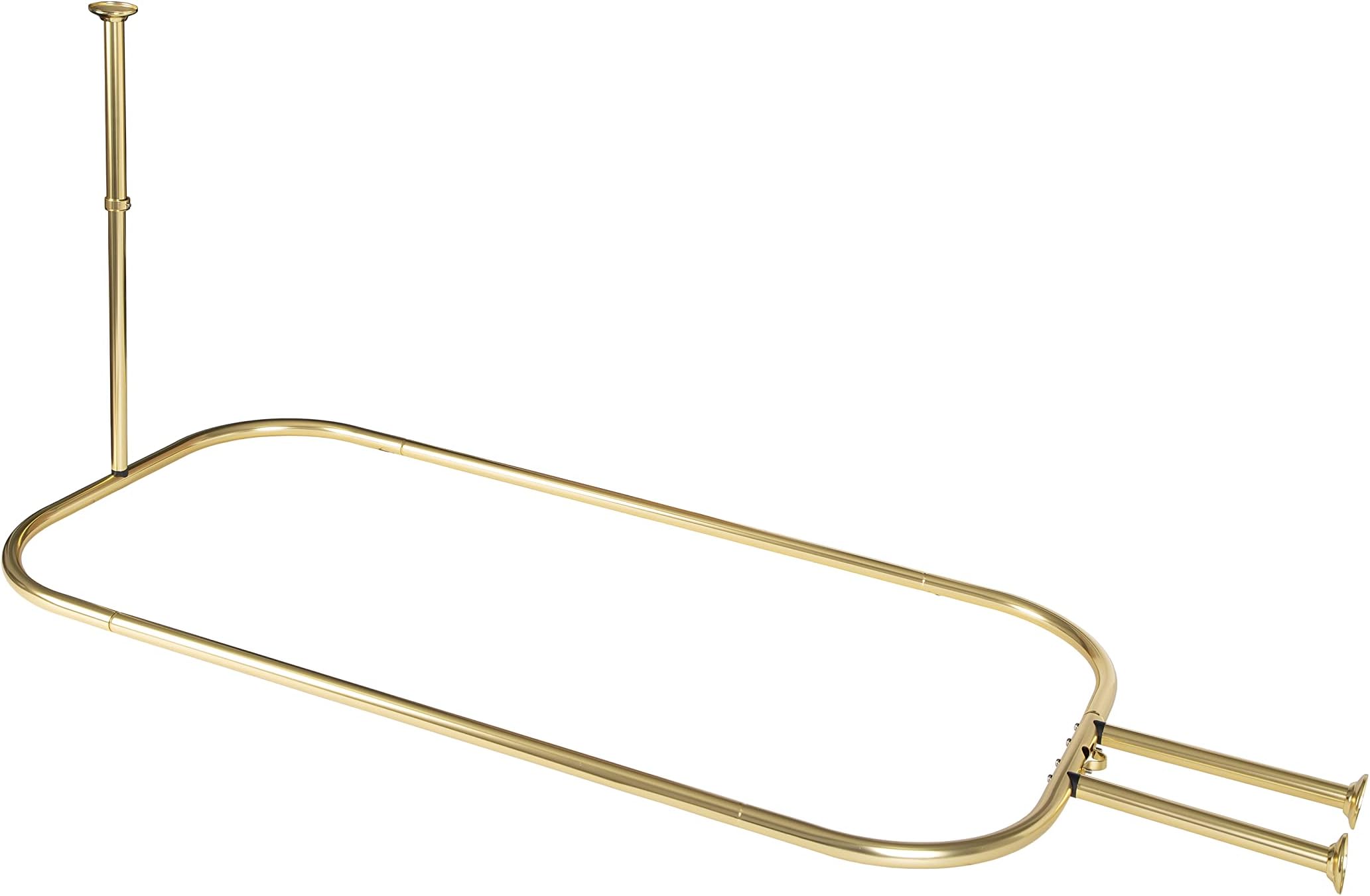 Utopia Alley Wall Mounted Hoop Shower Rod - Gold | Shower Curtain Rod for Clawfoot Tub, Ceiling Mounted with Adjustable Support, Stylish & Comfortable Bathroom Decor (58.3"L x 24"W)