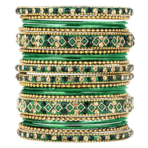 Peora Gold Plated Metal Chura Chuda Bangle Set for Women Girls We...