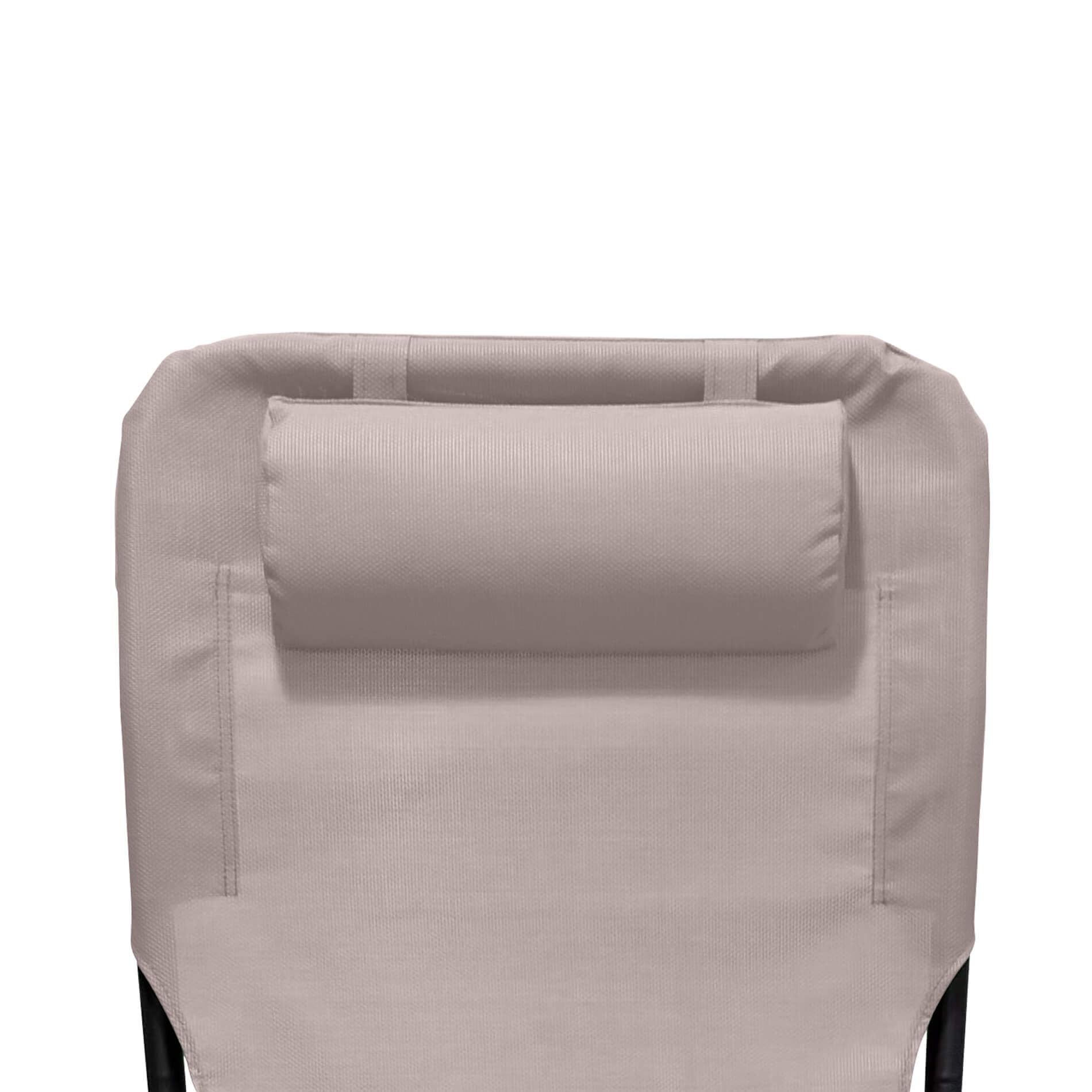 Rebecca Mobili Sedia da Esterno Pieghevole Reclinabile con Braccioli Acciaio Poliestere Beige Grigio Scuro 88x63x83 cm