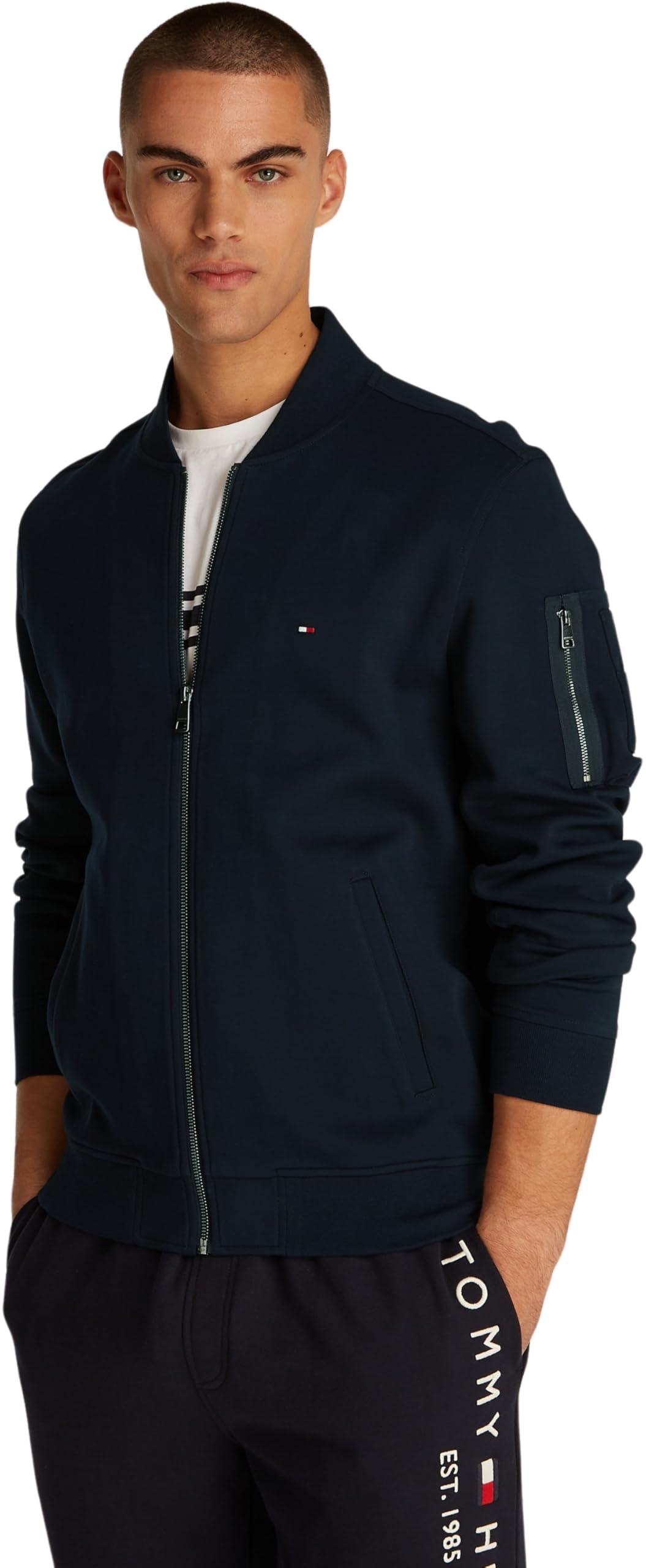 Tommy Hilfiger Herren Bomberjacke Essential mit Reißverschluss, Blau (Desert Sky), S