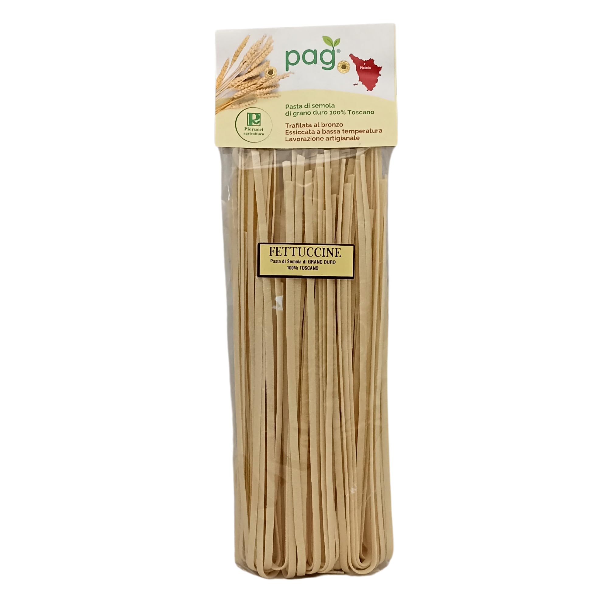 Pag Fettuccine - Pasta artigianale toscana Trafilata al bronzo 100% Grano italiano - 12 confezioni da 500 g