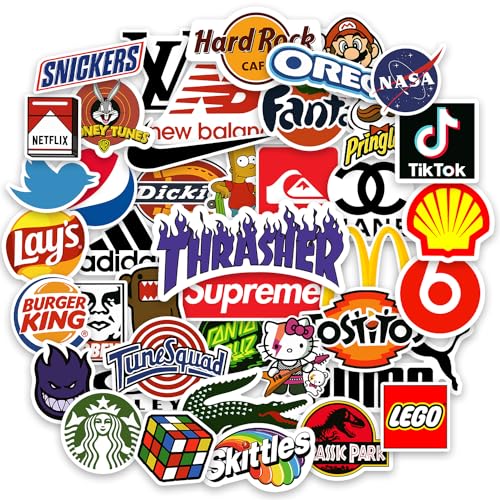 Kit Cartela com 100 Adesivos de Marcas Famosas e Personagens Animados