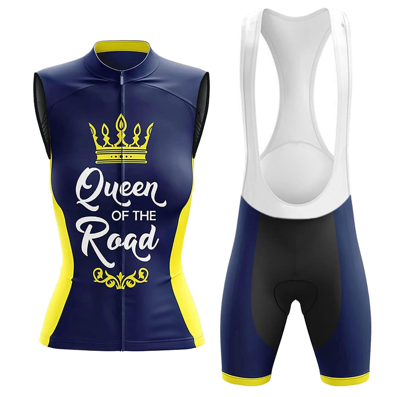 Completo Ciclismo Donna Estivo Abbigliamento Bici MTB,Tuta Ciclista Maglietta Ciclo Senza Maniche Gilet e Salopette Pantaloncini con 19D Gel Imbottiti,Maglia Bicicletta Sleeveless Asciugatura Rapida
