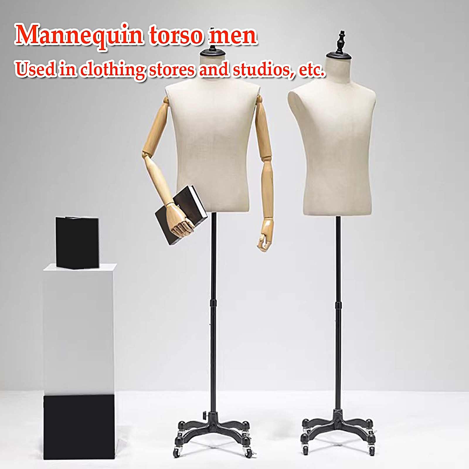 Maniqui Costura Ajustable Masculino con Ruedas Maniquí Costura Profesional Torso de Maniquí con Soporte para Tiendas de Ropa y Talleres de Costura(93x150-190cm)