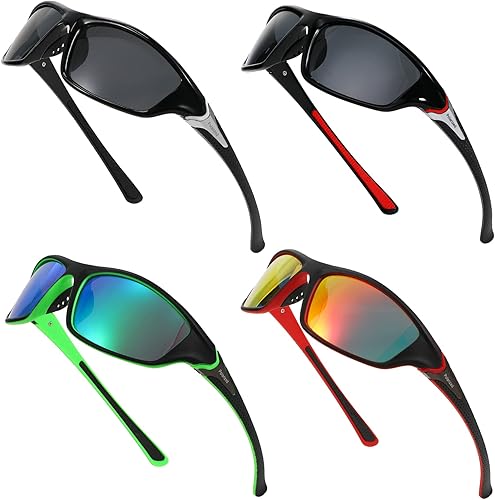 Miniatura 15 de TOODOO 4 Pairs Men Polarized Sunglasses with UV Protection Driving Glasses Sports for Sport Outdoor Activities