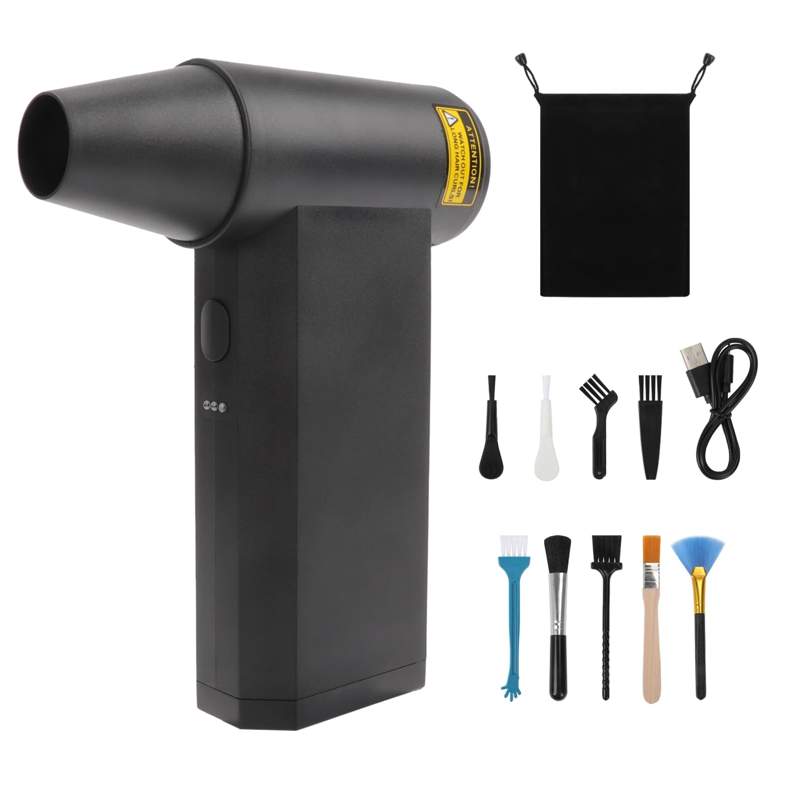 Soffiatore Aria Compressa Elettrico - 150.000 Giri/min, Batteria 8000 MAh, 3 Velocità, Per Pulire PC, Tastiera, Auto, Divano (senza Bombolette) - 13