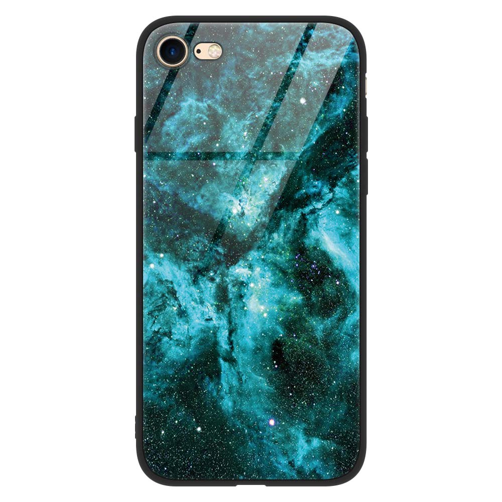 Yoedgefor iPhone 6/6S Case, Ultra Slim [Anti-Scratch] Tempered Glass Back Cover [Military-Grade] with Shockproof Silicone Pretty Cool Pattern 360 Protective Skin for iPhone 6/6S (Star River 3)