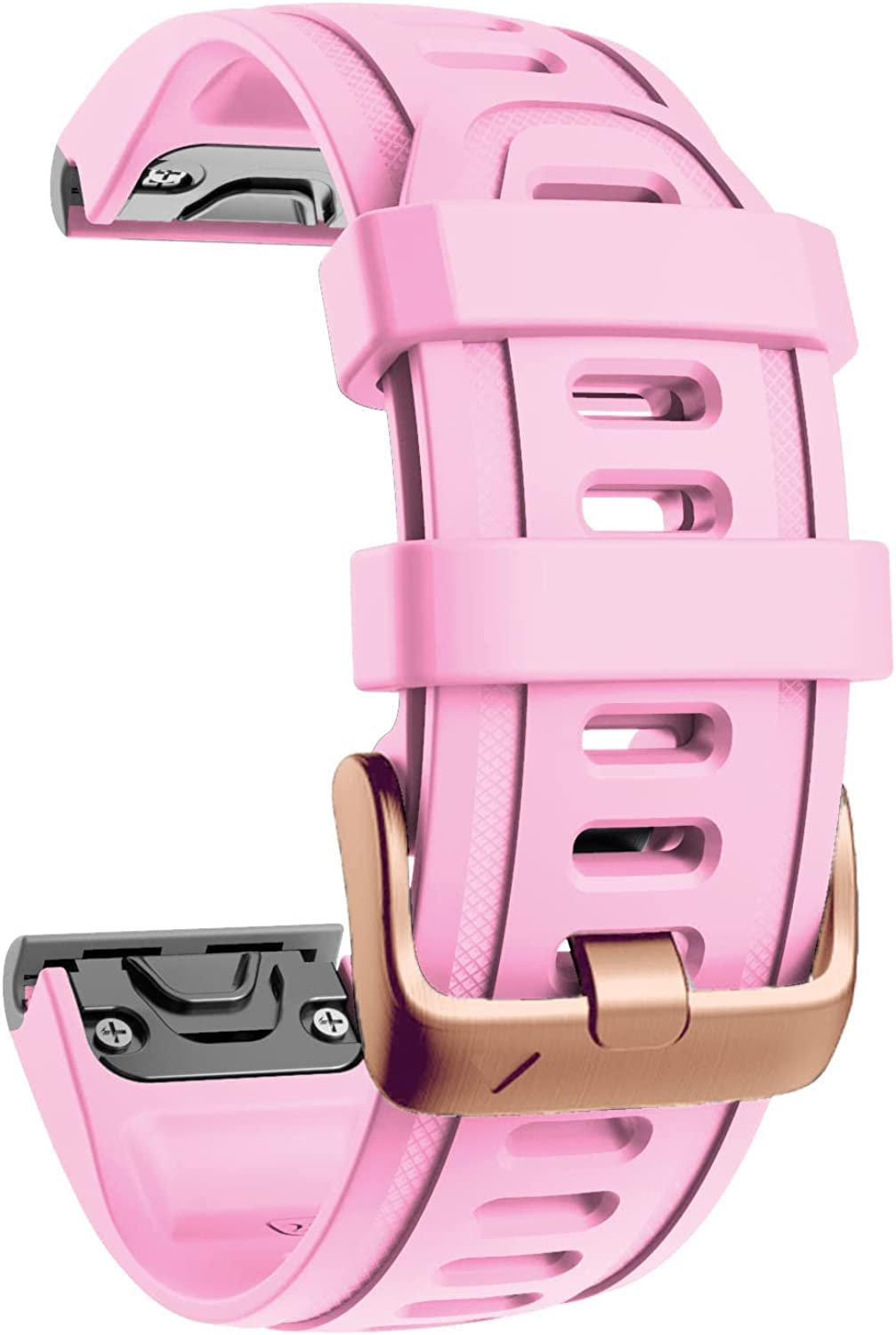 Pingwen Band Strap Compatible for Garmin Fenix 7S/Fenix 6S Band Silicone Watch Band Replacement for Smartwatches (Ivory+pink) - Image 2