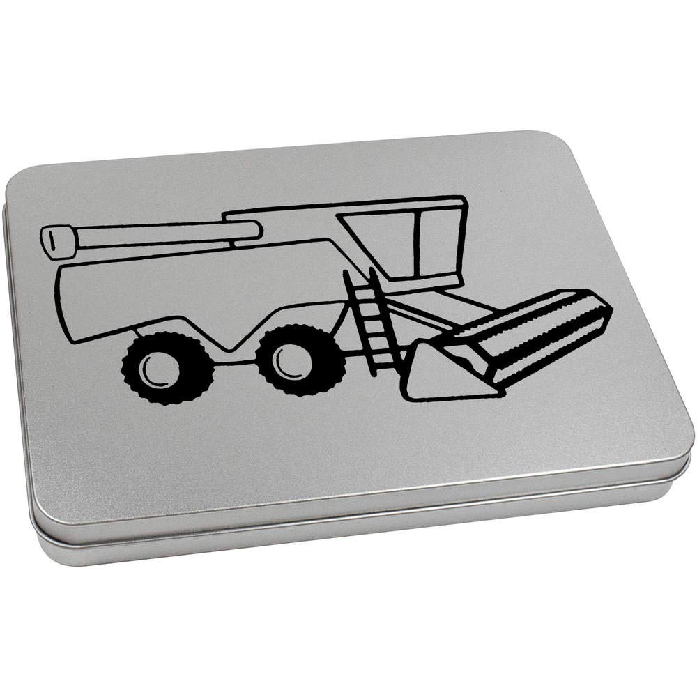Azeeda 220mm 'Combine Harvester' Metal Hinged Tin/Storage Box (TT00126708)