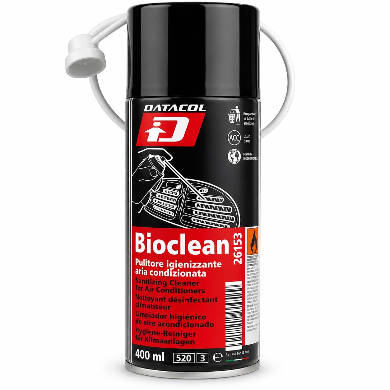 BioClean bactericida e higienizante, para todo tipo de circuitos de aire acondicionado y climatización, desprende un agradable olor y tiene una larga duración, 400ml.
