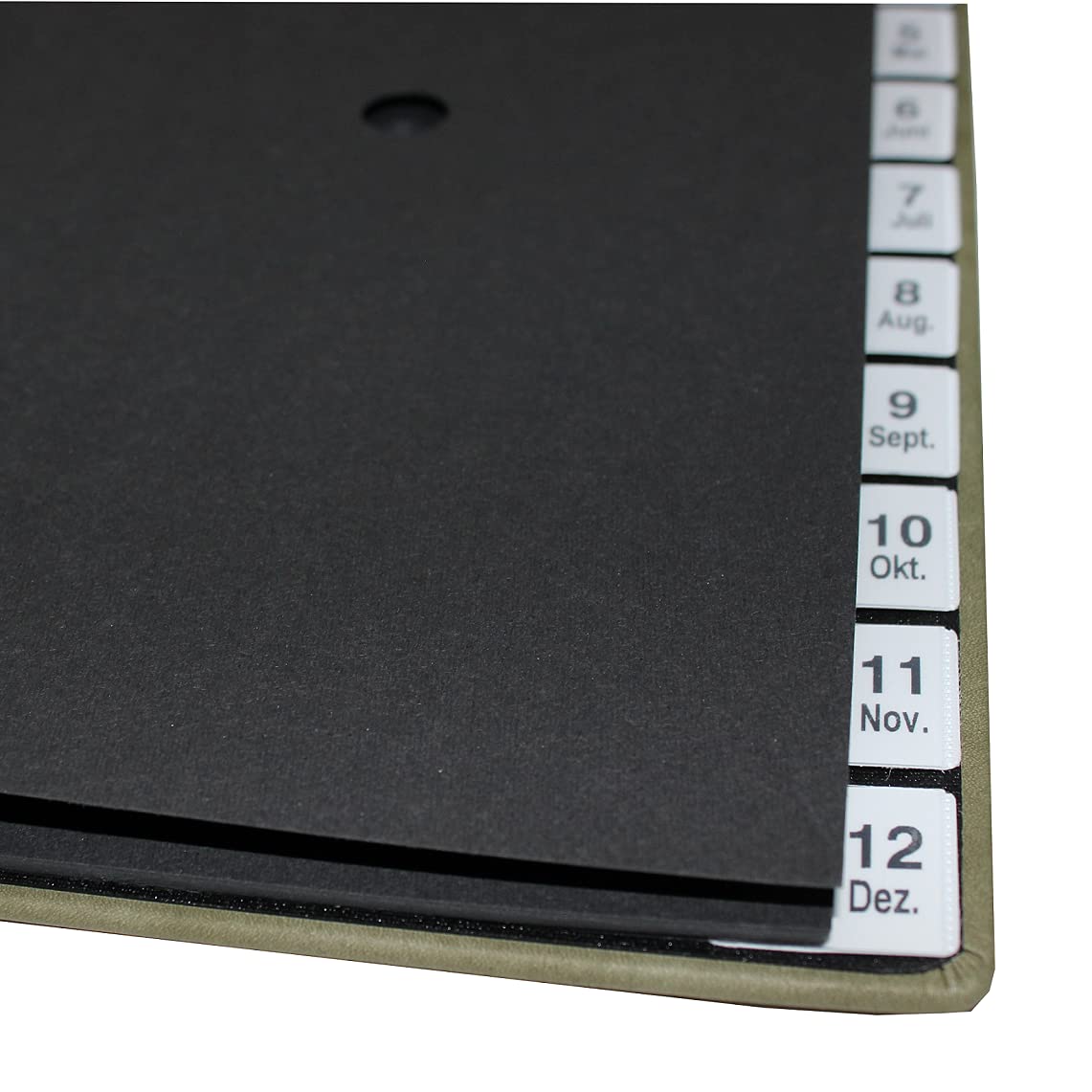 Raccoglitore in Nappa Verde, Porta Documenti, Archivio Documenti con Registro 1-12 (Gen.-Dic.) in Copertina Morbida