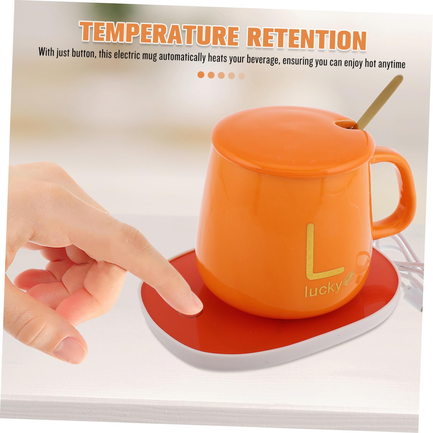 Cabilock Scaldatazze Elettrico Con Set Tazze Termiche in Ceramica, Riscaldamento Usb 5v, Antiscottatura Ergonomico, Per Ufficio, Casa e Regalo Confezione