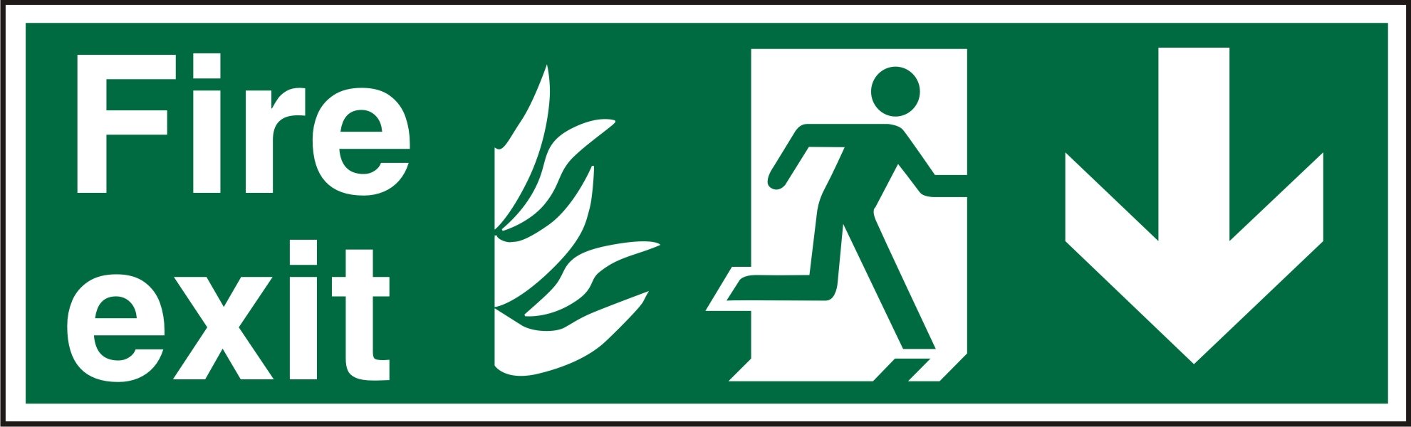 Fire Exit Sign Down Arrow Adhesive Vinyl 15 x 45 cm