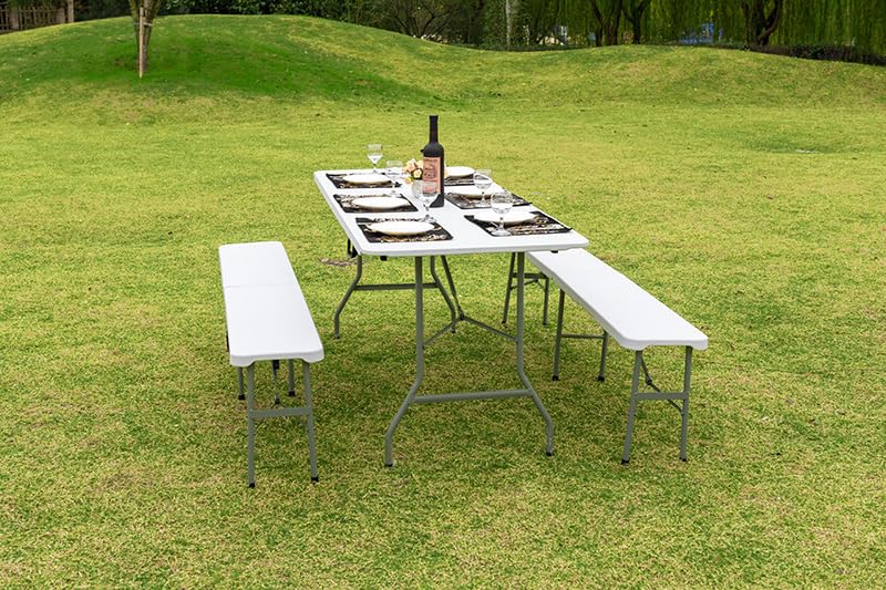 KAMBERG Banc Pliable 180 cm - 180 x 28 x 43,5 cm - Banc Pliant 180 cm | Poignée de Transport