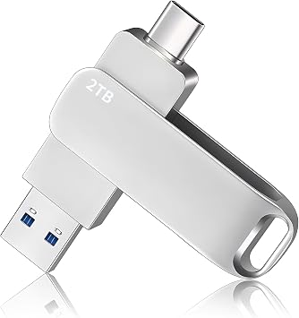 USB Memory 2TB High Capacity 2in1 High Speed & Type-C Compact External Memory 360 Degree Rotation Flash Memory Usable with Smartphones PC Compatible iPad/Android/PC Alloy Case Shockproof