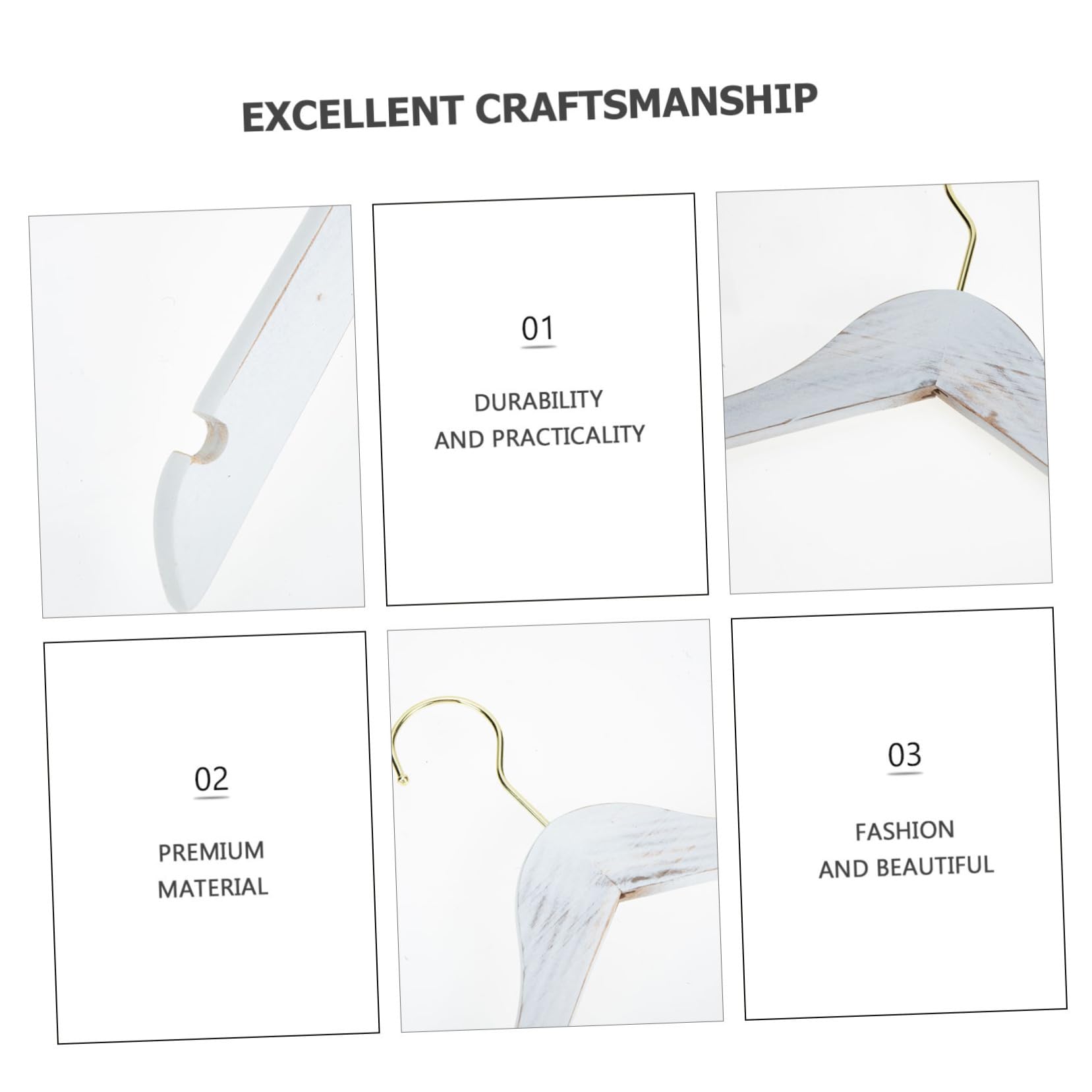 HOOTNEE Old White Wooden Boys and Girls Hangers Non-Slip Clothing Hangers for Closet Organization