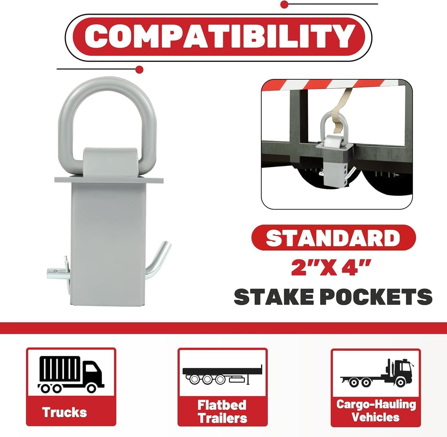 Snapklik.com : KUAFU Trailer Stake Pocket D Rings Compatible