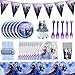 Set di Stoviglie per Feste Frozen, Hilloly 72 pezzi Frozen Birthday Party Set Decorazione di Compleanno Stoviglie Set di Accessori per Feste Stoviglie Tavola Congelati per Bambini Compleanno