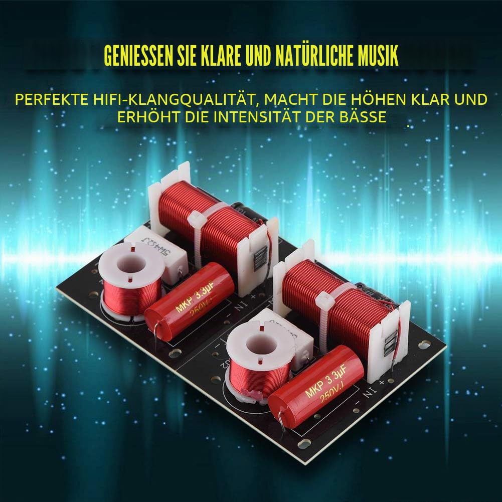 Fdit 2 x Frequenzsplitter für Lautsprecher, 400 W, Hoch/Bass, 2 Wege, 2 HiFi-Lautsprechereinheiten, 4 – 16 Ohm, Hochleistungs-Impedanz, Hi-Fi-Filter, Crossover-Audio, Woofer und DIY-Modul