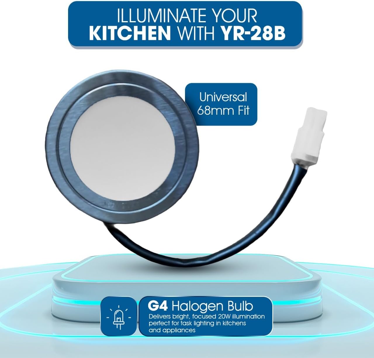 YR-28B Kitchen Appliance Light Bulb Replacement – 12V 20W LED Light for Range Hood – Round G4 Bulb Ideal for Kitchen Vent, Cabinets, Under Hood Use