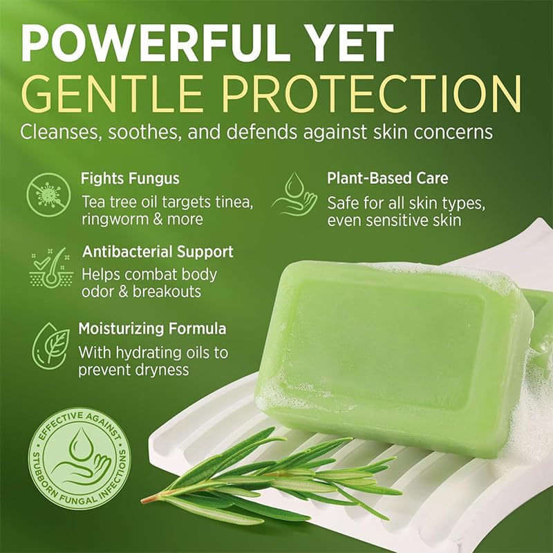 Generic 3PCS Tea Tree Soap, Relief Soap Bar Infused with Tea Tree Oil, Natural Foot & Body Soaps for Healthy Skin, Addresses Foot Discomfort and Skin Irritations, Gentle Exfoliating Bar Soap for Men Women