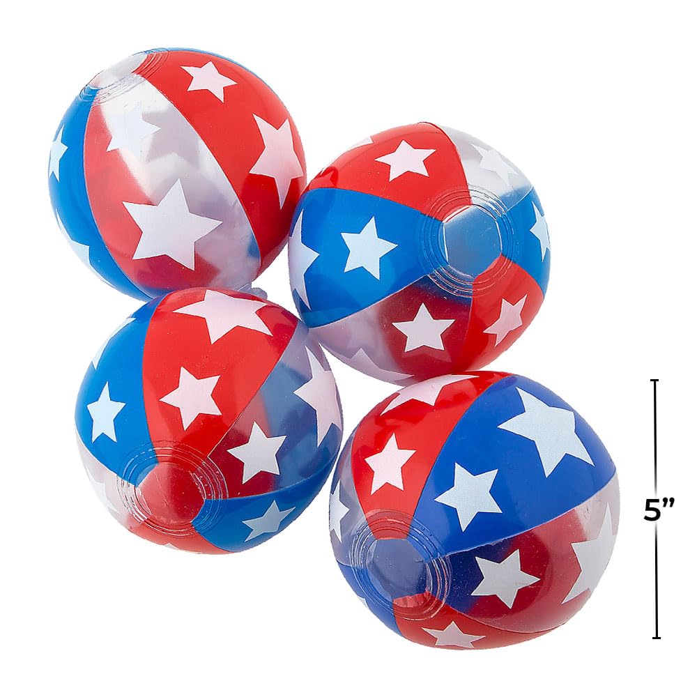 RED WHITE BLUE BEACHBALL 5IN - Toys - 12 Pieces