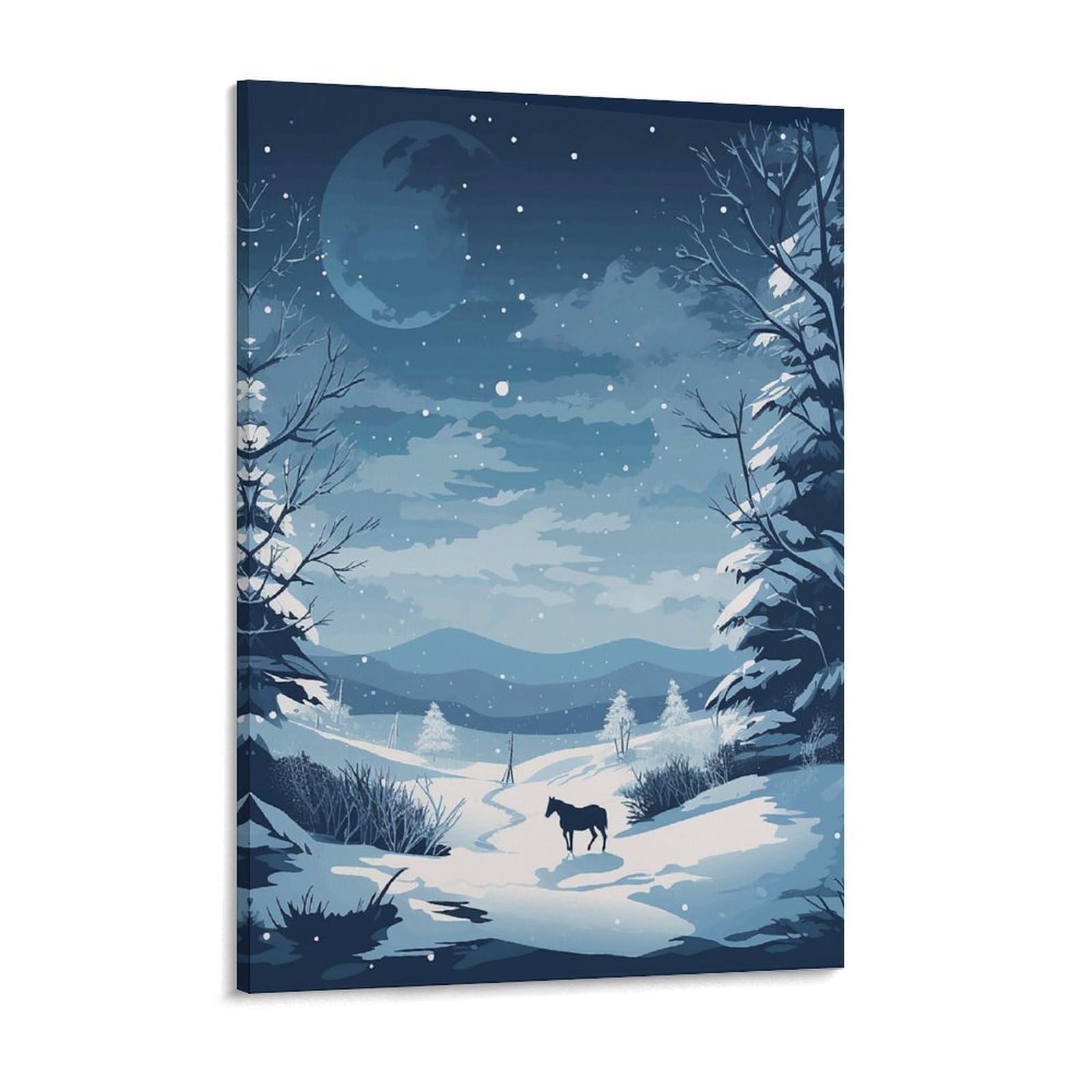 A Horse And Snow Canvas Wall Art for Bedroom 12x16inch Canvas Prints Artwork for Walls Modern Picture Artwork Painting for Living Room Aesthetic Wall Paintings for Bathroom Kitchen Office Dec