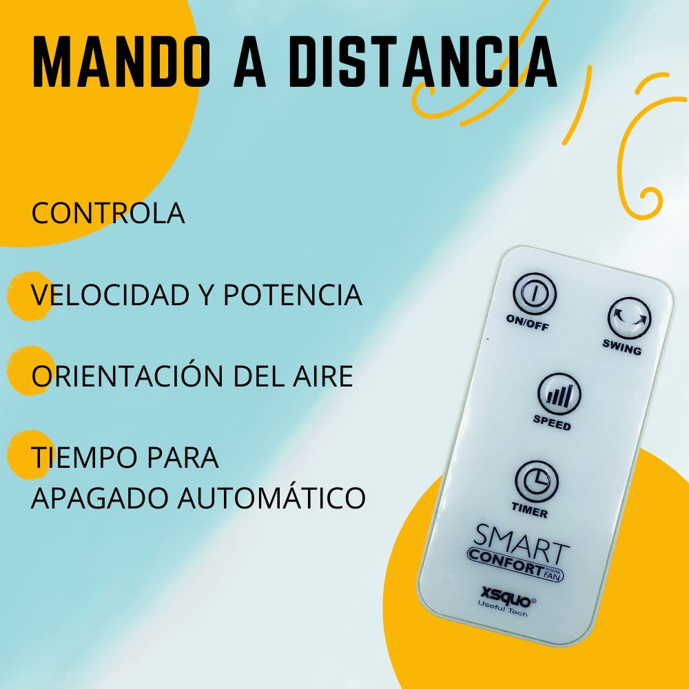 Ventilador de Mesa Portatil Silencioso Potente con Mando a Distancia Oscilacion Automatica y Temporizador 35w 3 Velocidades para Escritorio Oficina Cocina de Sobremesa Smart Confort Power Fan