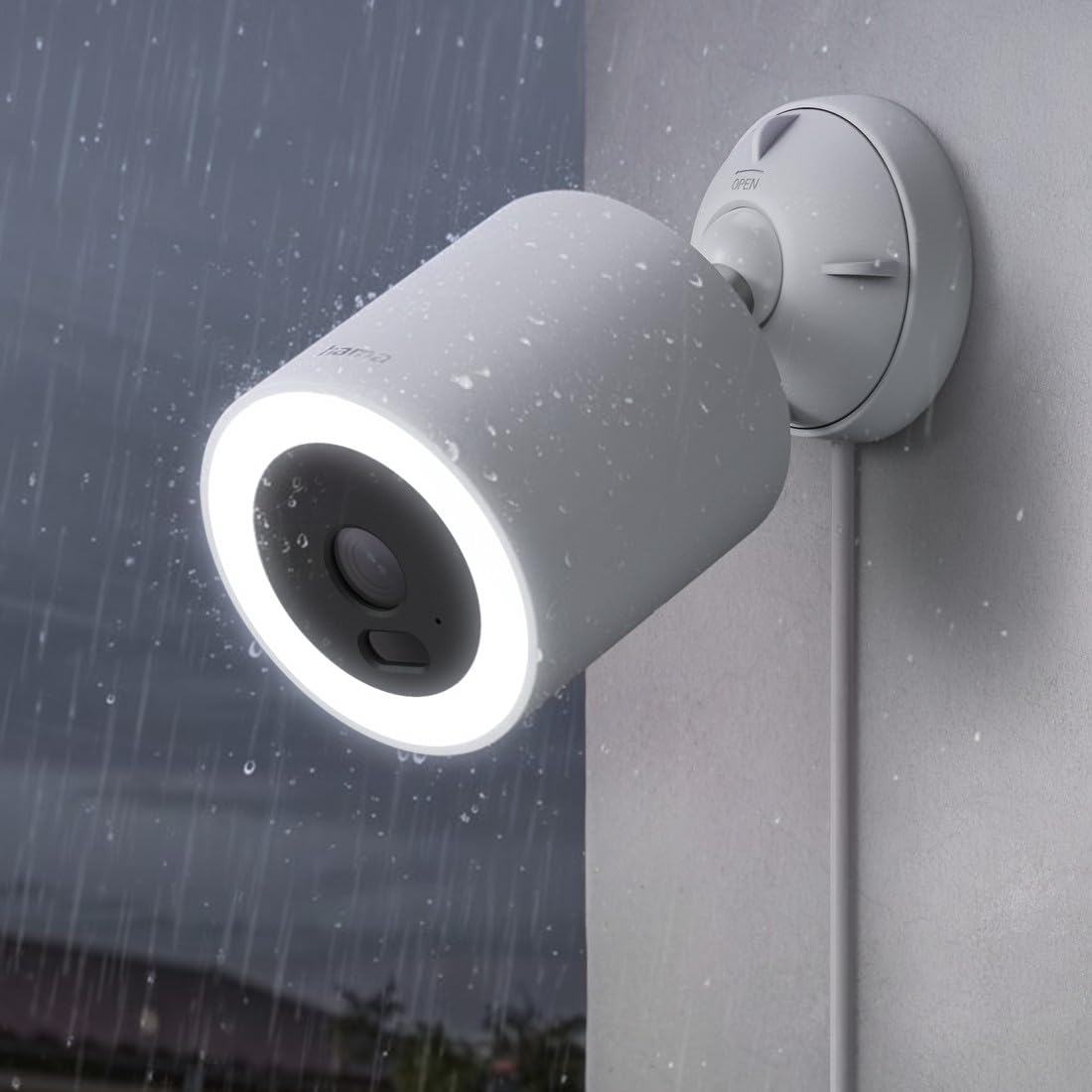 Hama WLAN Überwachungskamera außen (mit Bewegungsmelder und Licht, Outdoor WLAN Kamera IP65 mit Infrarot-Nachtsicht, Farbnachtsicht, Personenerkennung, Sprechfunktion, Aufzeichnung, Speicher) weiß
