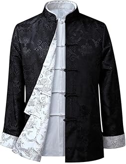 REDBMX Tang Suit Chinese Shirt Style Jacket Collar Traditional Chinese Clothing for Men Silk Kungfu Cheongsam Top Hanfu Men Both Sides