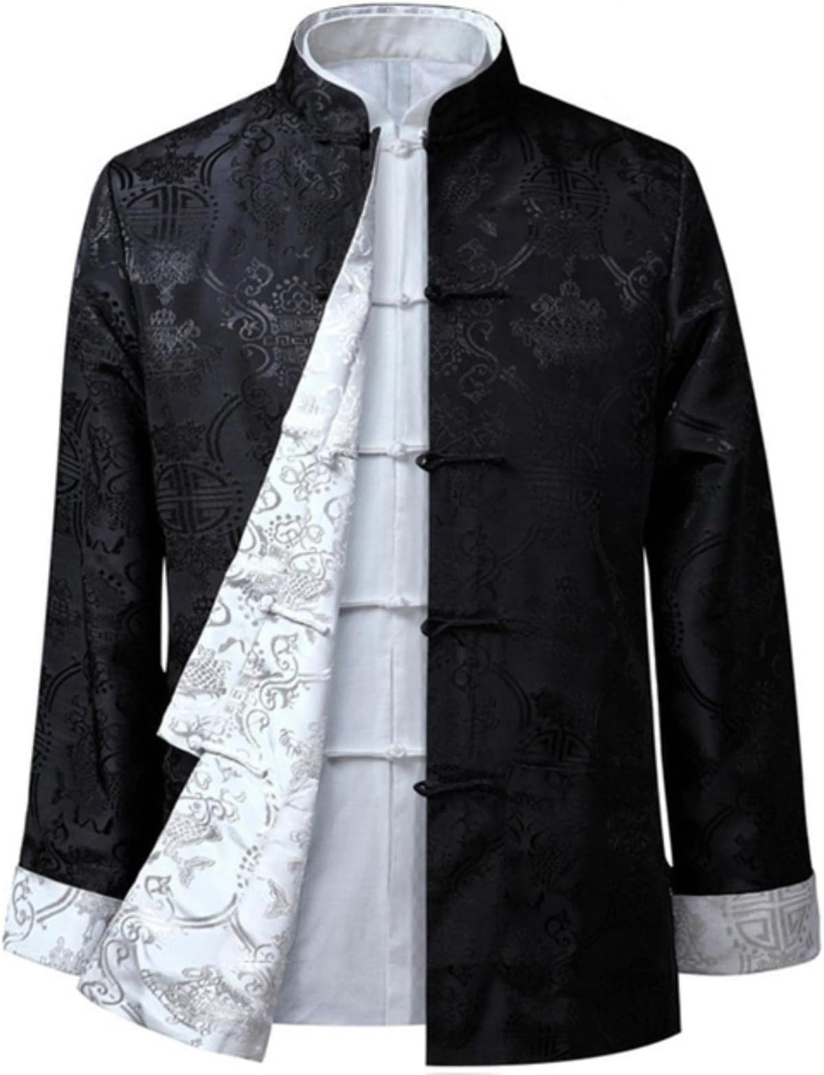 REDBMX Tang Suit Chinese Shirt Style Jacket Collar Traditional Chinese Clothing for Men Silk Kungfu Cheongsam Top Hanfu Men Both Sides