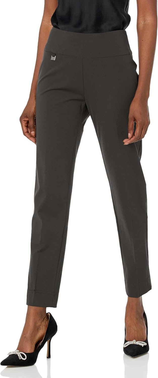 MULTIPLES Women's Wide Band Elastic Waist Pull on Ankle Pant