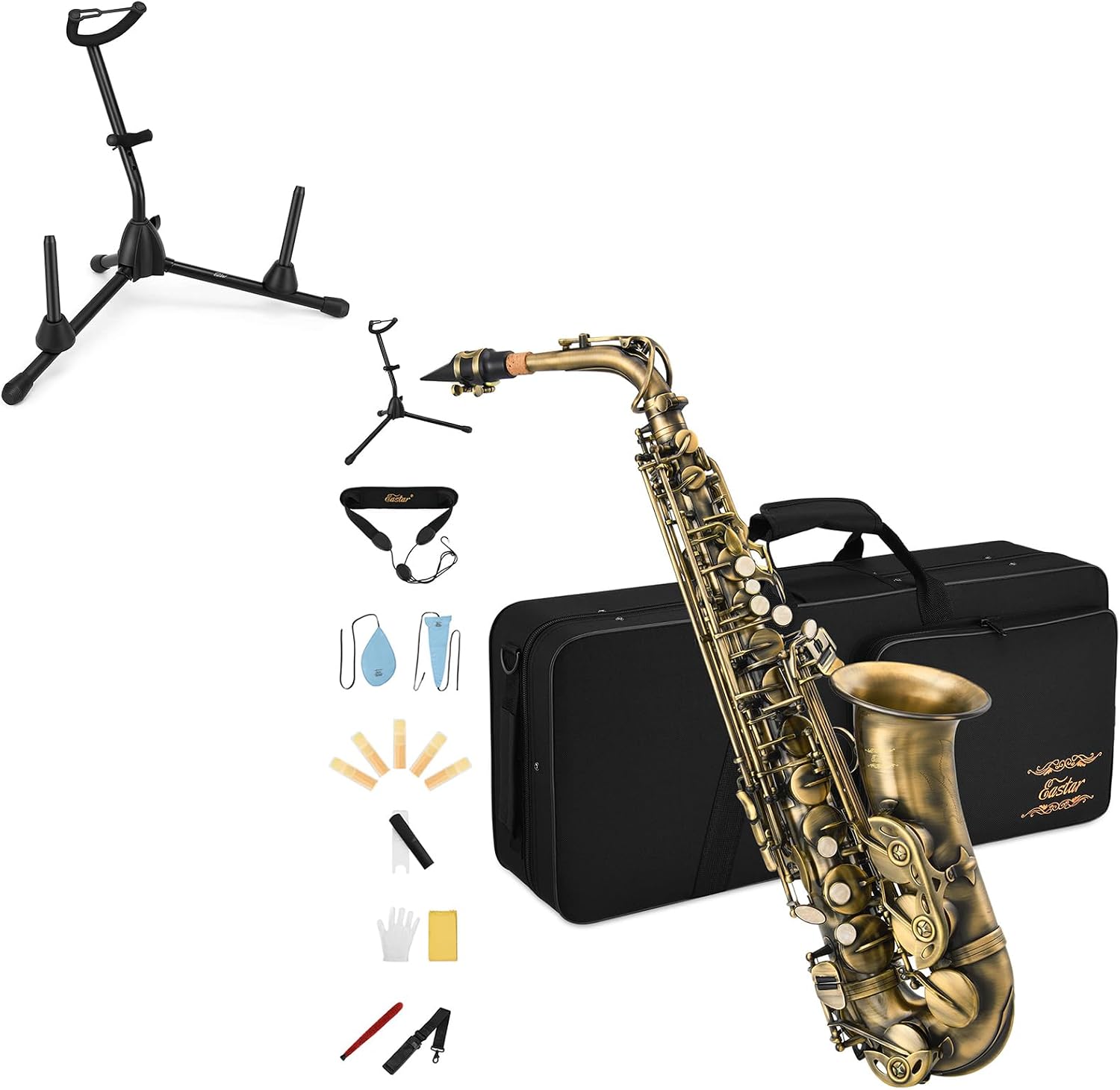 Saxophone Alto Eastar AS-II En Mi Bémol - Kit Débutant Complet Avec étui, Embouchure, Anches... | Laque Dorée