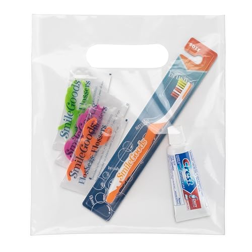 Miniatura 5 de Bolsa de plástico para mercancía con mango troquelado, 7-34" x 9" tamaño, 2 mil bolsa, paquete de 100, azul