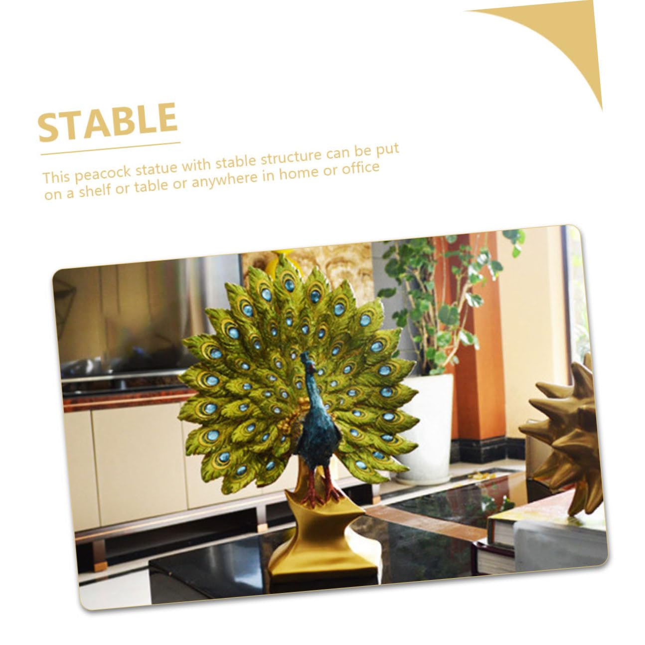 NUOBESTY Dekorative Pfauenfigur aus Bruchfestem Kunstharz Mittelgroße Tischdekoration mit Stabilem Stand Elegante Wohndeko für Wohnzimmer und Hochzeit