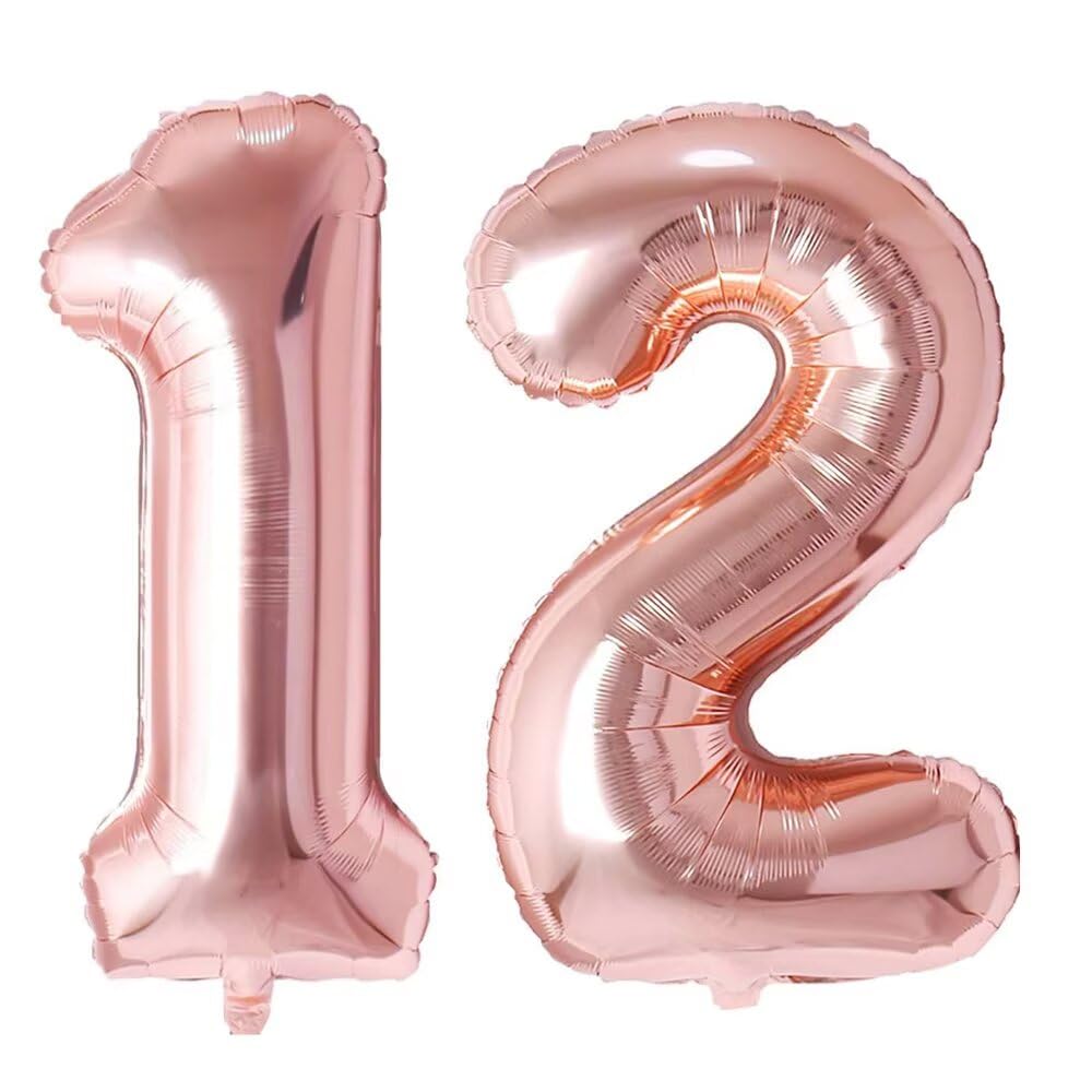 Number 12 Balloon Rosegold Numbers Balloons 12 Birthday Party Foil Balloon 12 Decoration-100cm