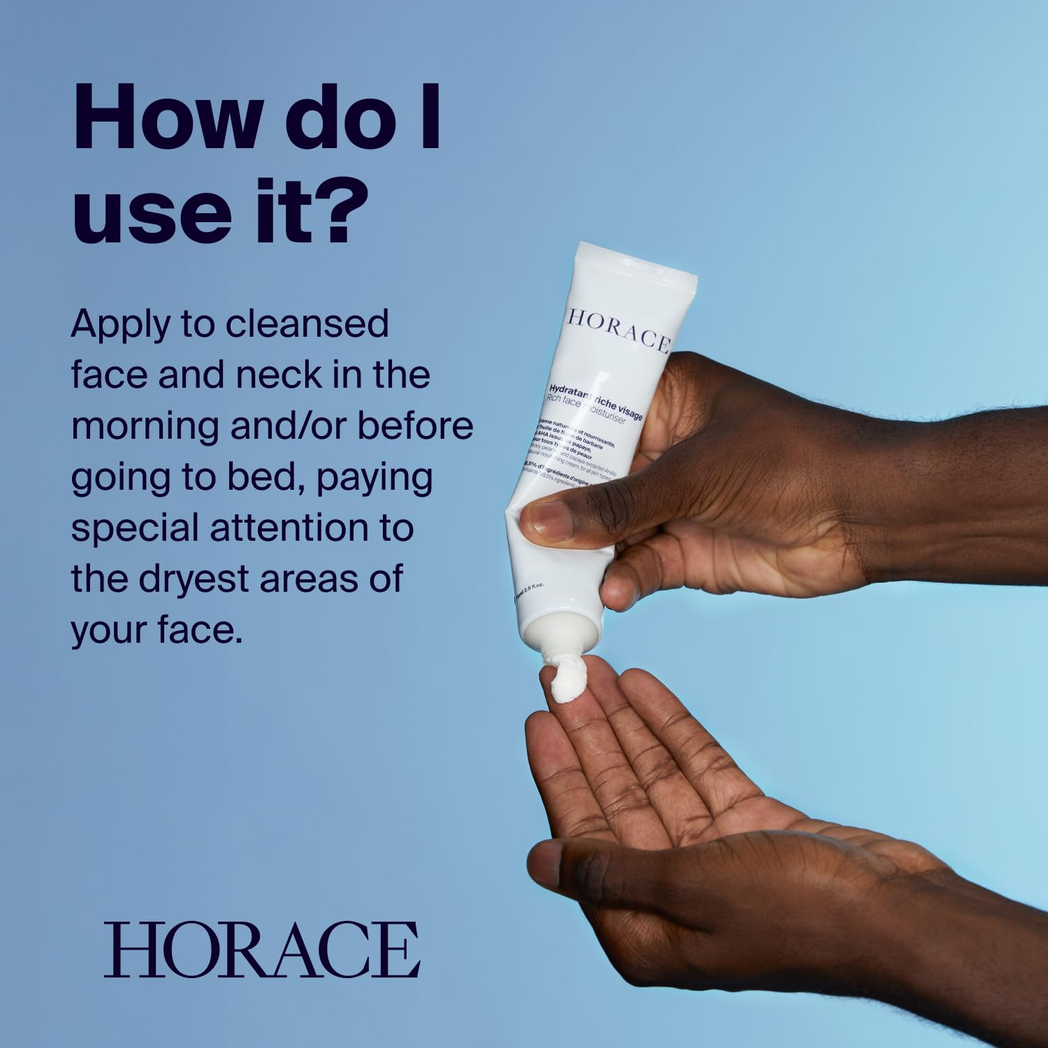 HORACE Rich Face Moisturizer for Men - Hydrating Cream with Organic Prickly Pear Oil and Shea Butter - Moisturising Skincare for All Skin Types - Unscented, 2.5 fl.oz