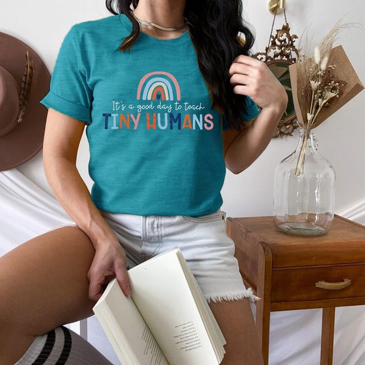 Preschool Teacher Tee Shirts for Women Teacher Life Shirts Rainbow Graphic Tops Funny Teachers Gift Teach Tshirt - Image 5