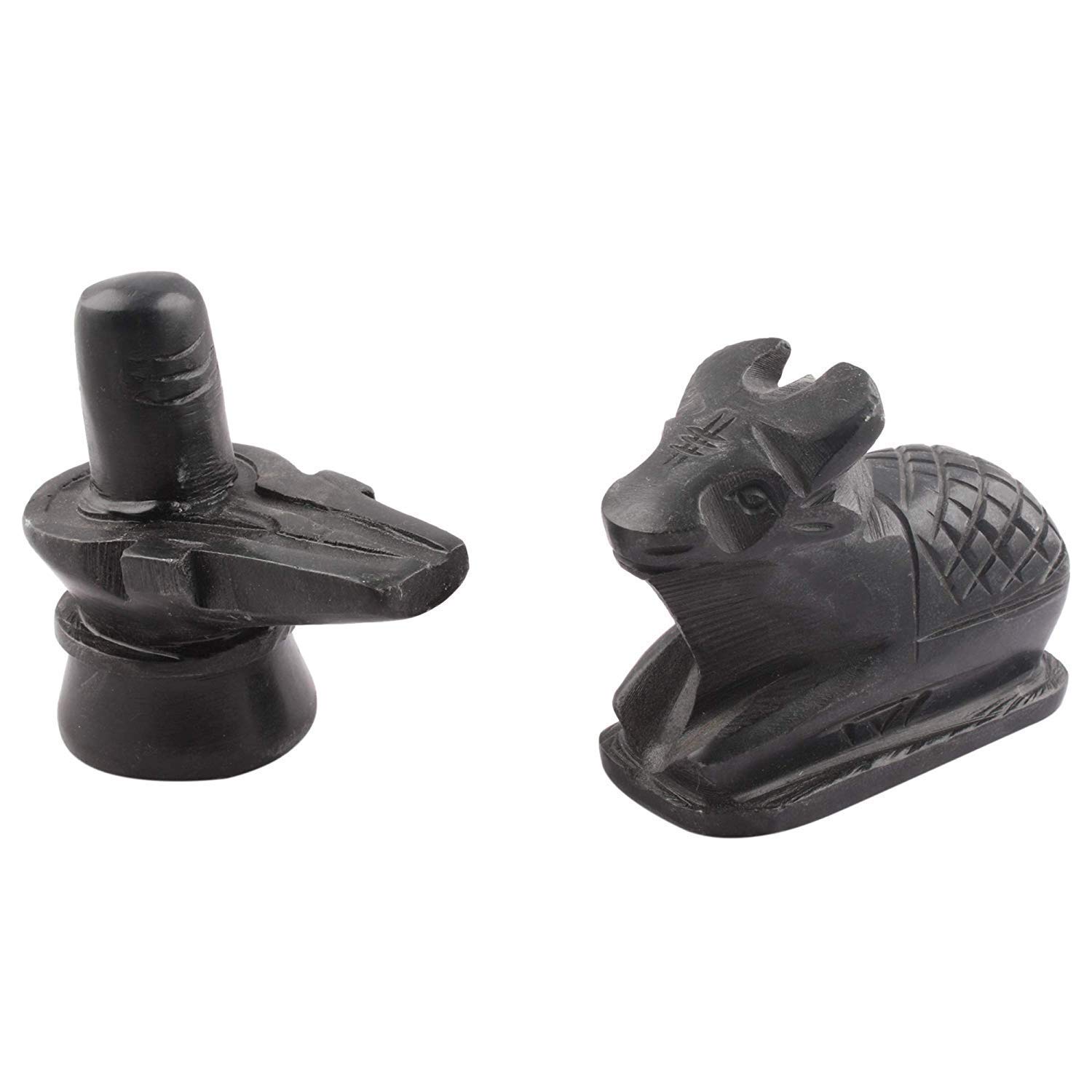 BANSIGOODSMarble Stone Shivling Nandi for Pooja, Nandi Pindi Marble, Nandi Idol (H. 2 inches) 5 cm Shiva, shivalingam Home, Shiva Linga, Black shivlinga Office (H. 3 inches) 7.5 cm