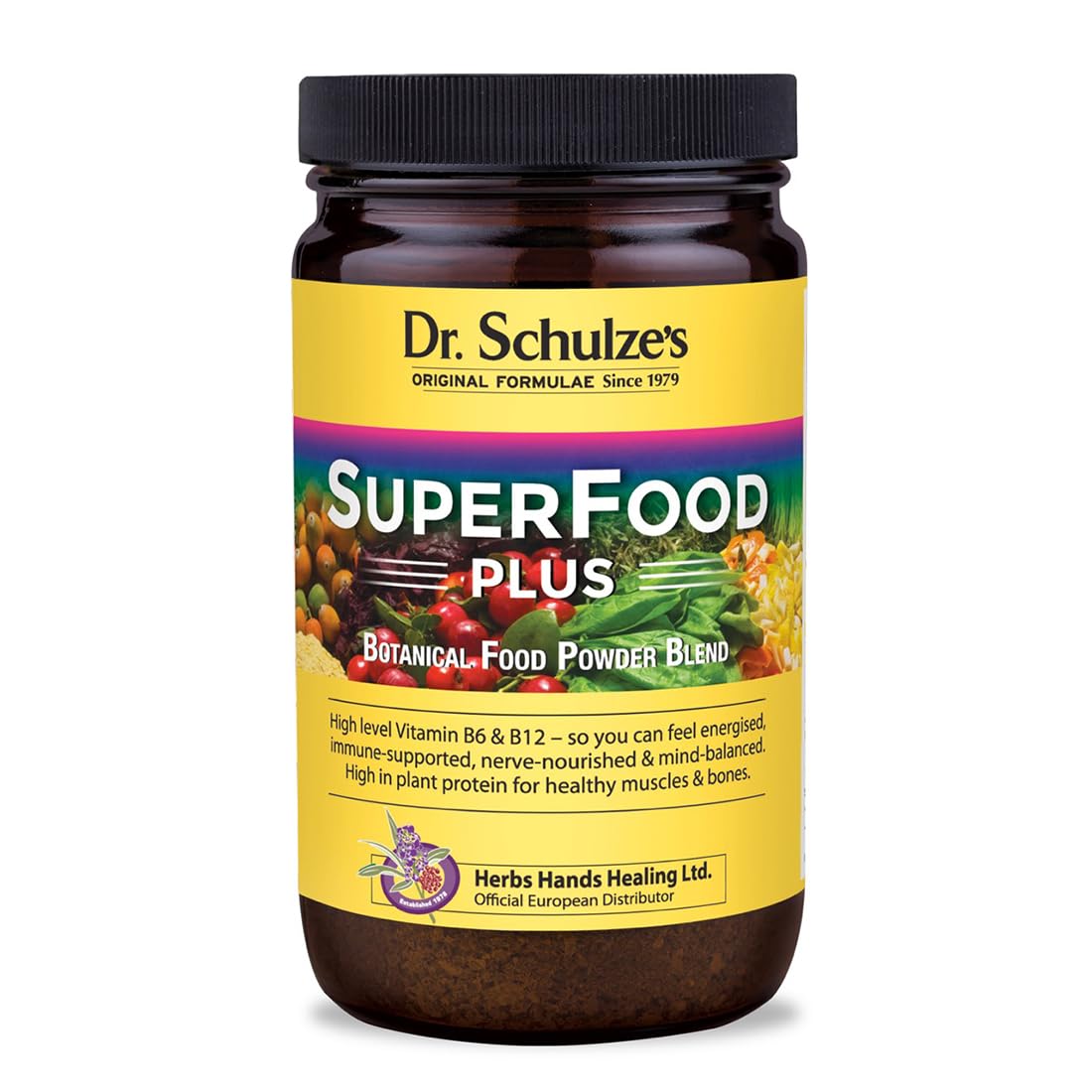 Dr. Schulze's Original Superfood Plus 400g - Vegan, Green, Phytonutritional Smoothy Powder - High Levels of B6, B12 and Protein