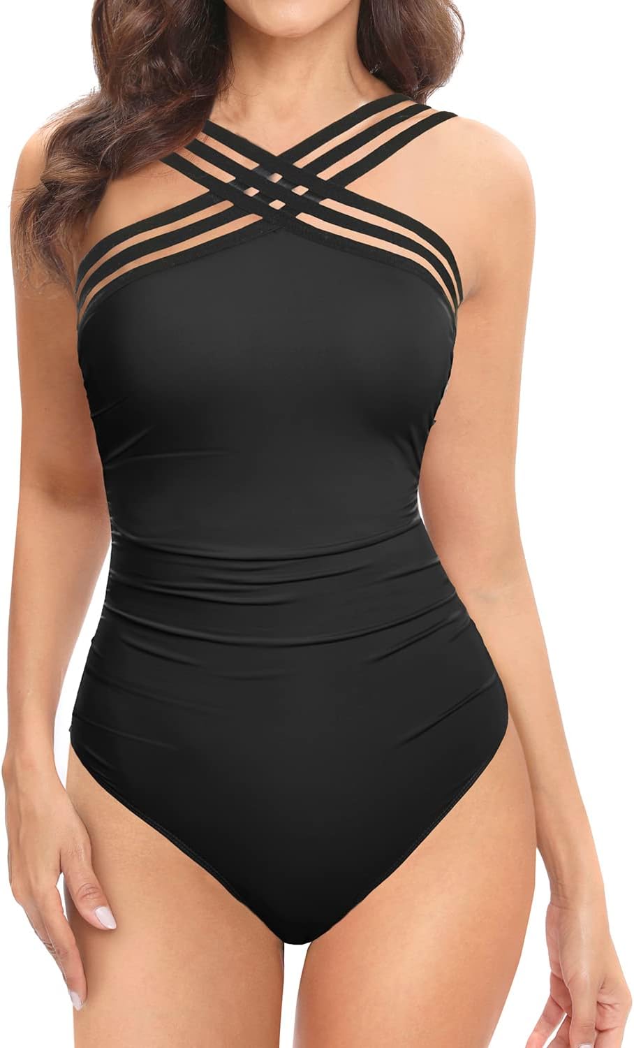 Tempt MeWomen Crisscross One Piece Swimsuit Tummy Control Bathing Suit Front Crossover Swimwear