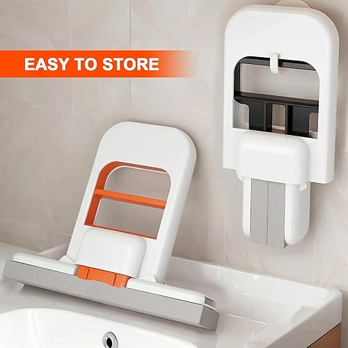 Miniatura 4 de Mini trapeador plegable de escritorio, uso húmedo y seco, mini fregona de limpieza portátil para espacios pequeños, baño, cocina, vidrio, sala de