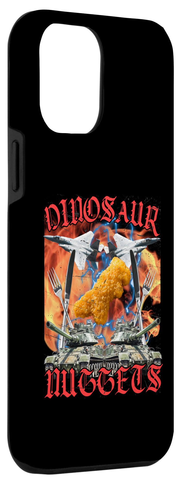 iPhone 14 Plus Funny Dinosaur Chicken Nugget Bootleg Hardcore Flames Meme Case - Image 3