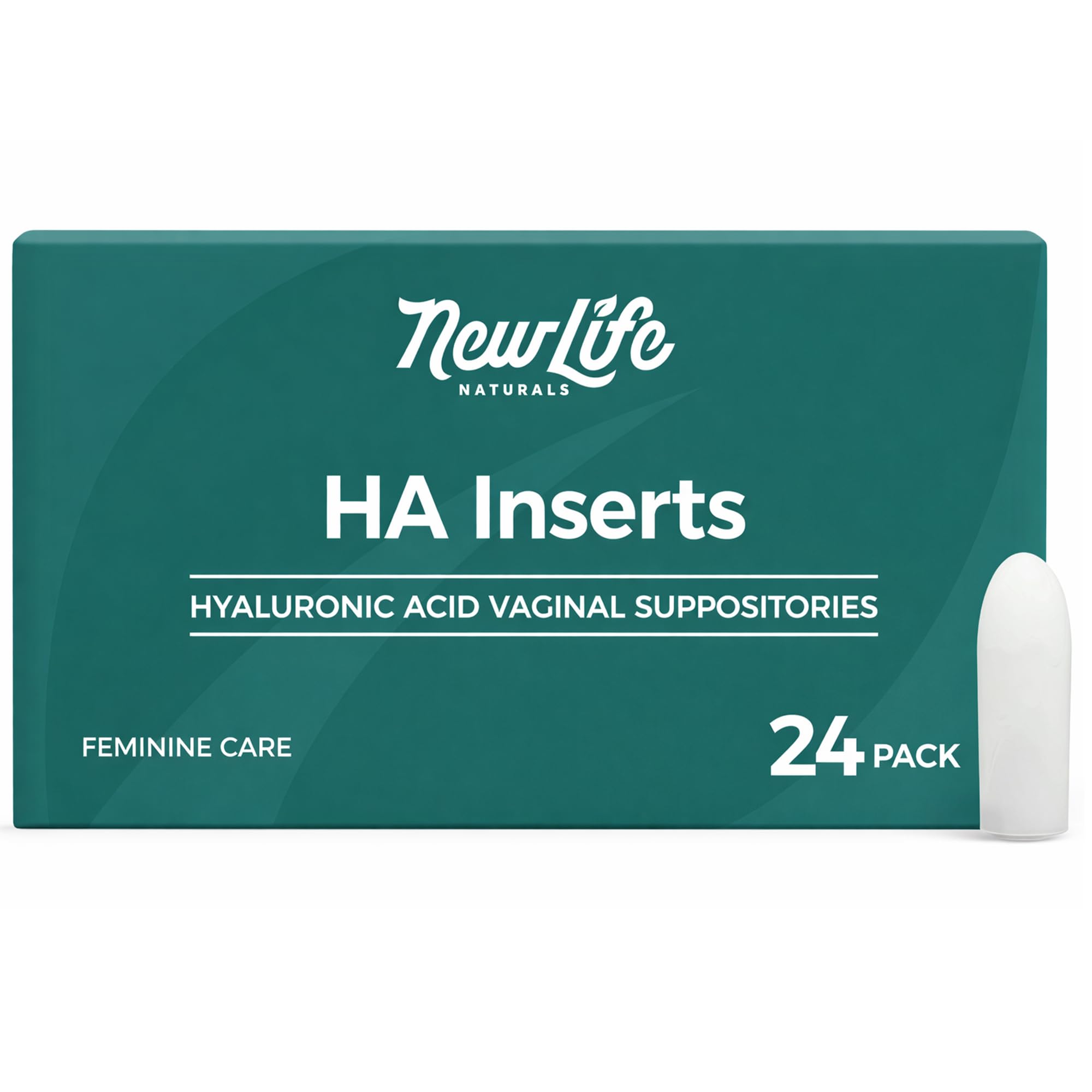 NewLife Naturals HA Inserts Hyaluronic Acid Suppositories 5 mg | All Natural Moisture Hydration Dryness Support, 24 Vaginal Inserts, 60 Day Supply, Made in USA