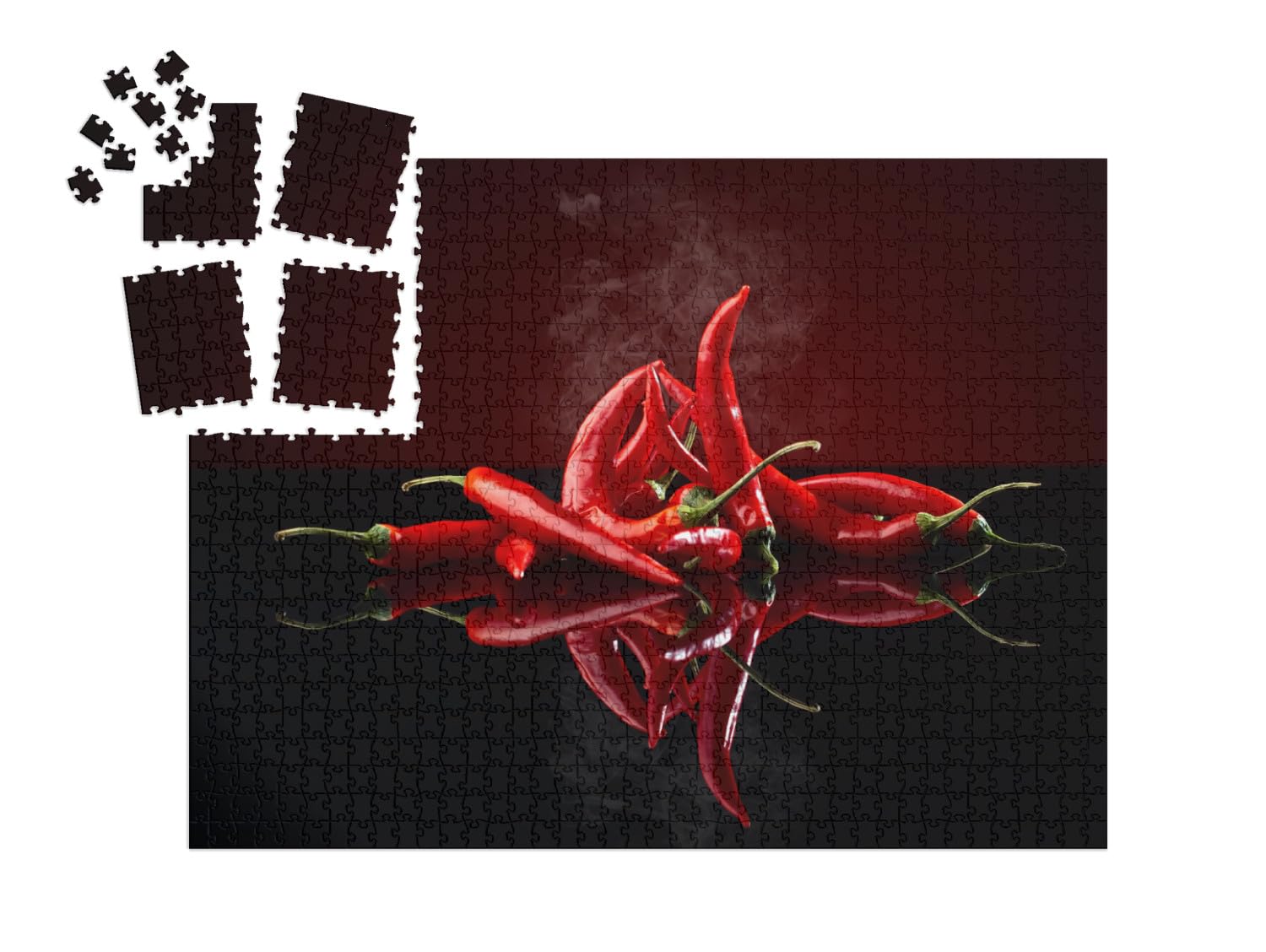 puzzleYOU: Puzzle-Adventskalender | „Rote Chili auf schwarzem Hintergrund“ – aus der Puzzle-Kollektion Chilis