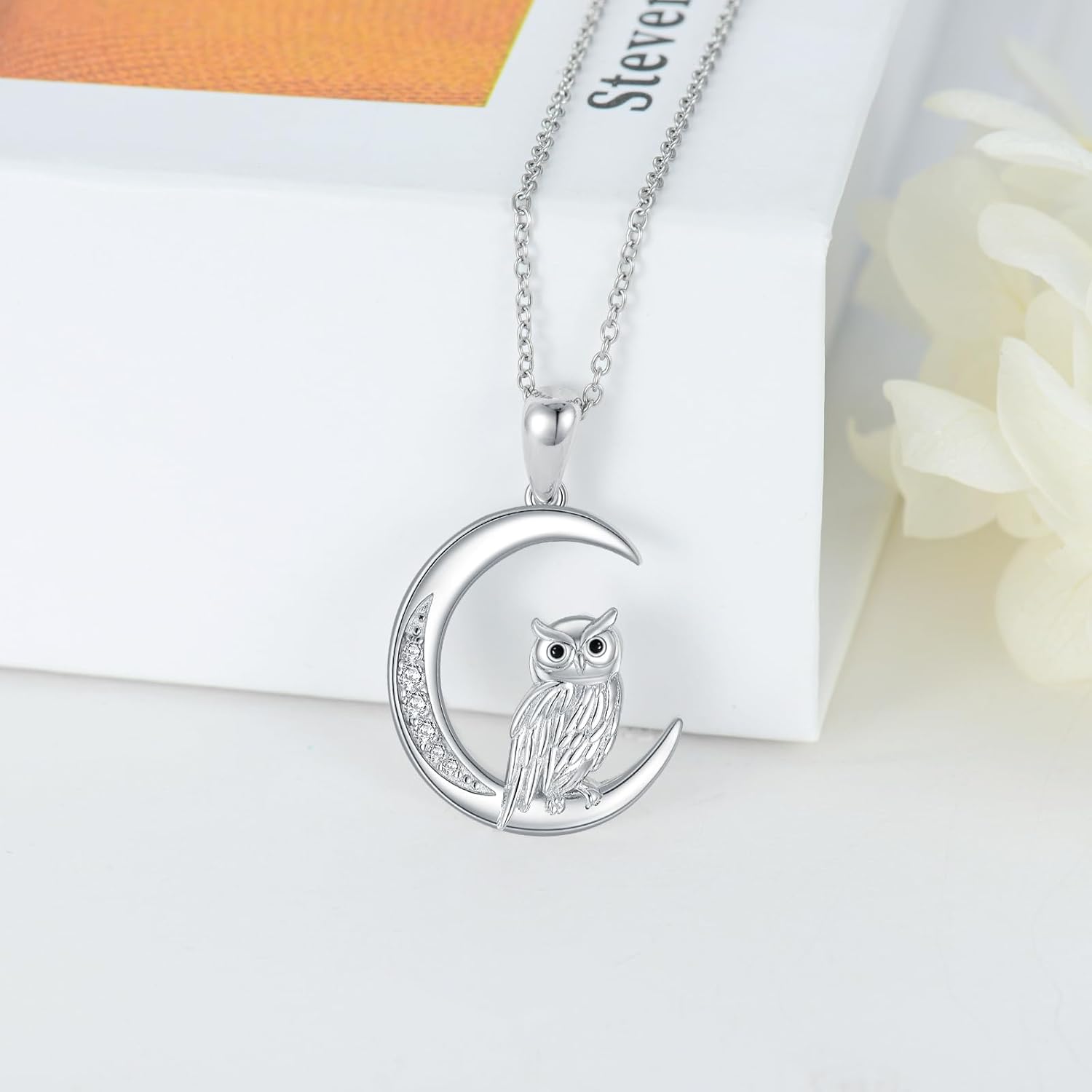 Diamond Owl Necklace for Women 925 Sterling Silver Owl Pendant Necklaces Owl Jewelry Gift for Women Mom Wife - Image 3