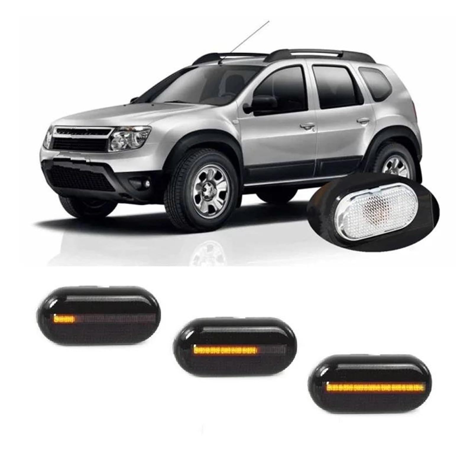 Generico Segnale Svolta Per Dacia Per Duster H79 2010-2018 Indicatore dinamico sequenziale a LED laterale Lampada di segnalazione Frecce Laterali(Smoked black)