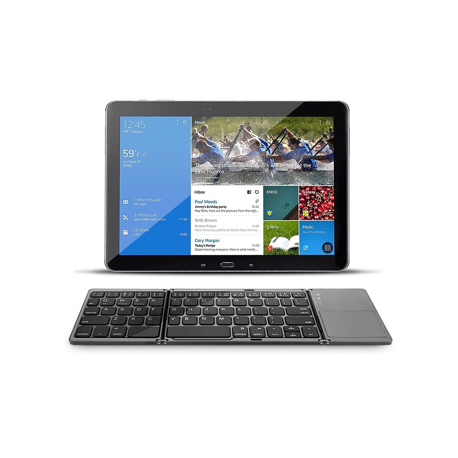 docooler Tastiera BT Wireless Mini Tastiera Pieghevole BT Portatile Ultra Sottile con Touch Panel per Windows/Android/iOS Argento